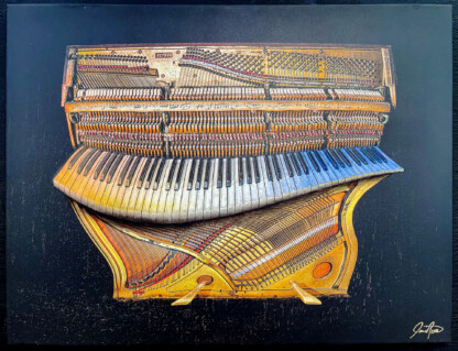 Hand Embellished Piano Mechanix on canvas